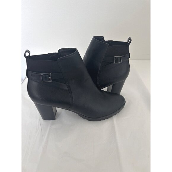 Kelly & Katie Boots Size 11 Black Ankle Office Chic Block Heel Booties Corp Core - Picture 10 of 15